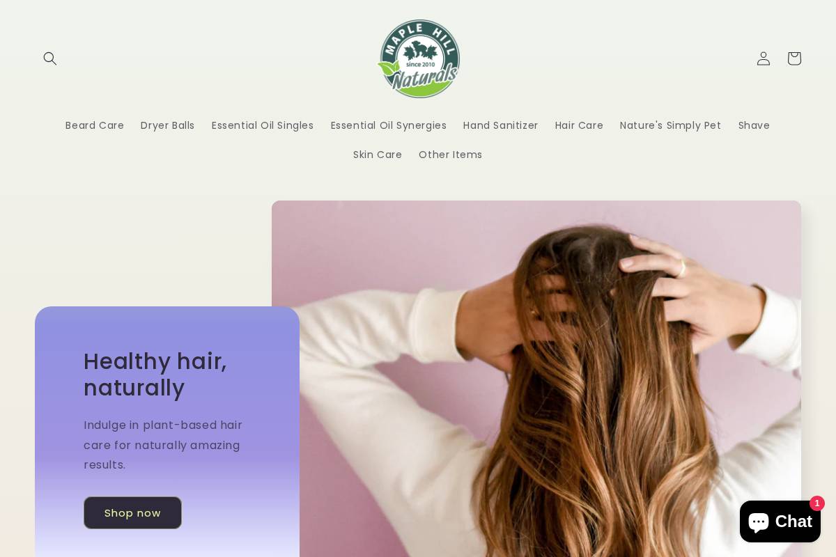 maplehillnaturals.com homepage screenshot