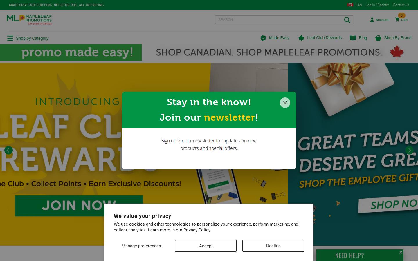 Maple Leaf Promotions homepage screenshot