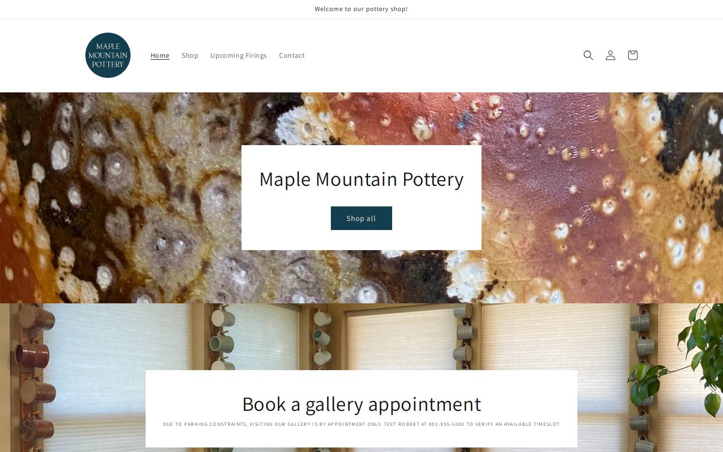 maplemountainpottery.com homepage screenshot