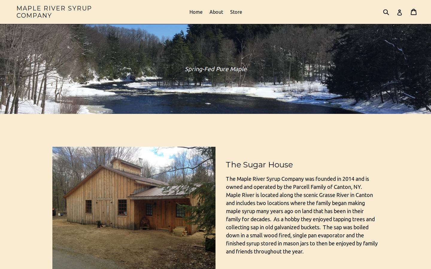 mapleriversyrup.com homepage screenshot