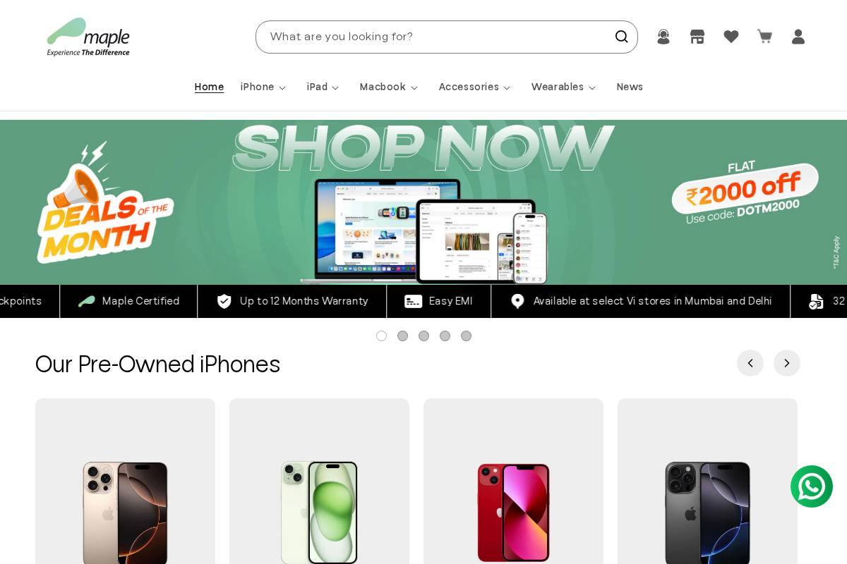 Maplestore homepage screenshot