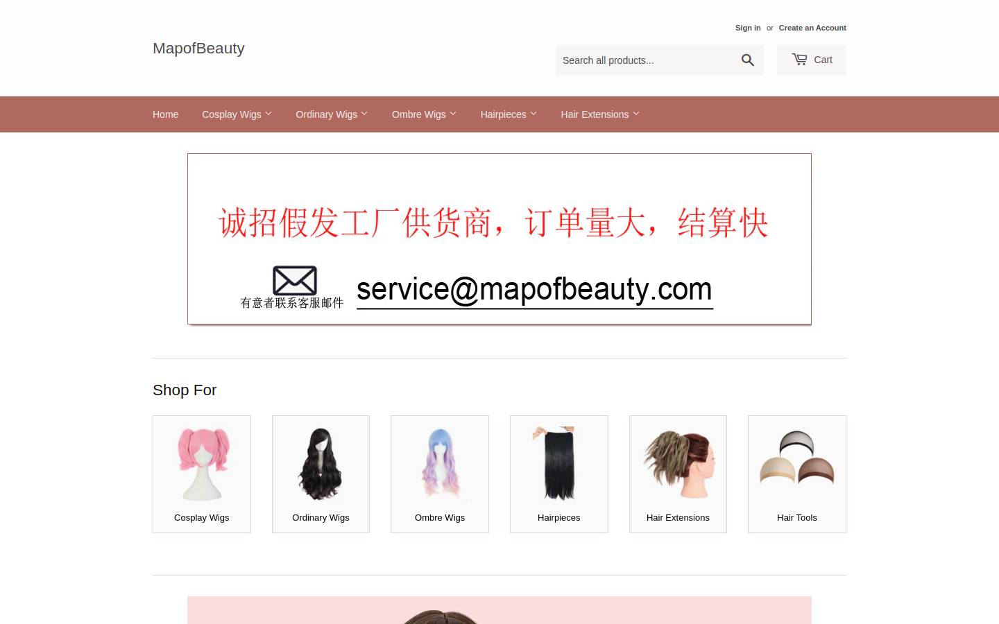 mapofbeauty.com homepage screenshot