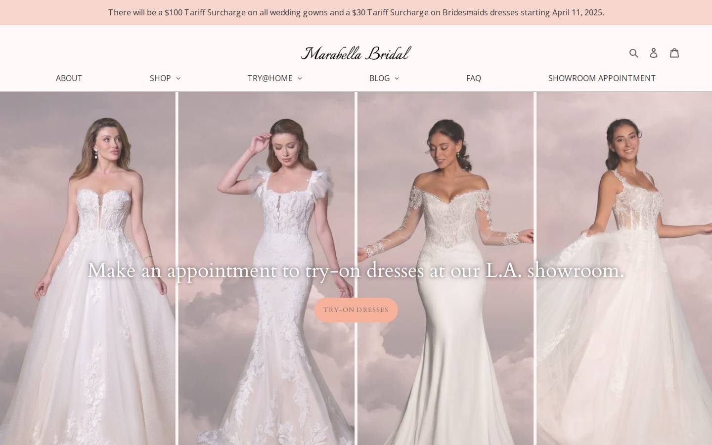 marabellabridal.com homepage screenshot