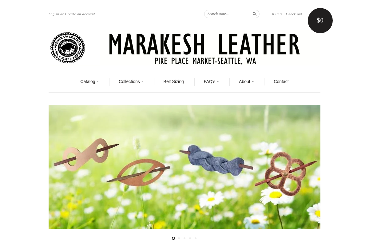 Marakesh Leather homepage screenshot