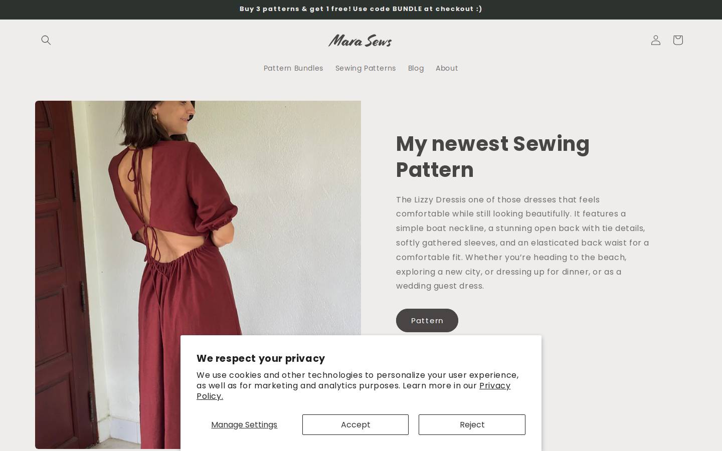 marasews.com homepage screenshot