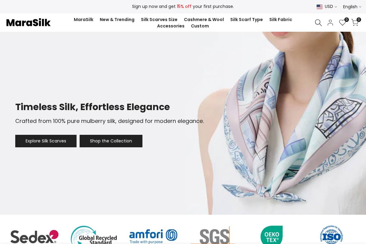 marasilk.com homepage screenshot