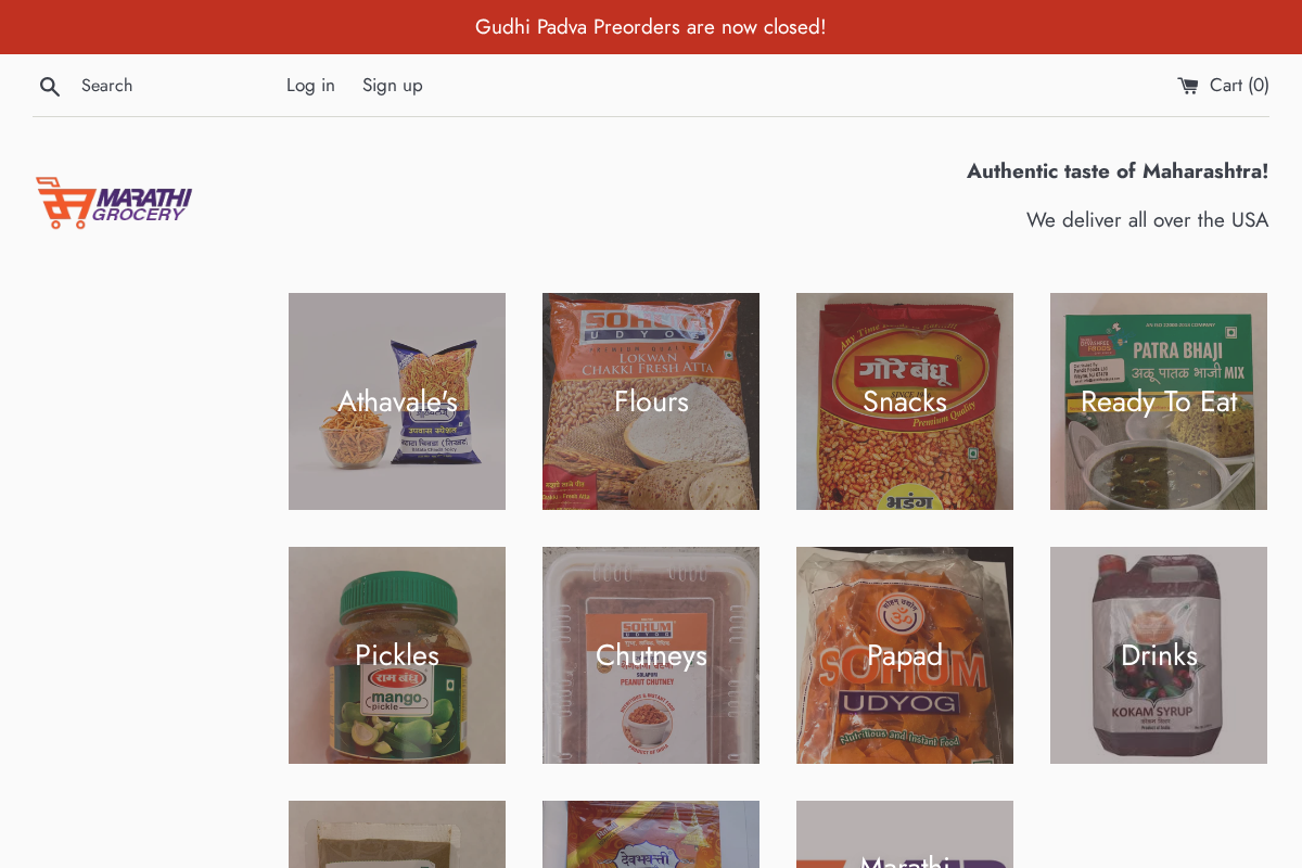 marathigrocery.com homepage screenshot