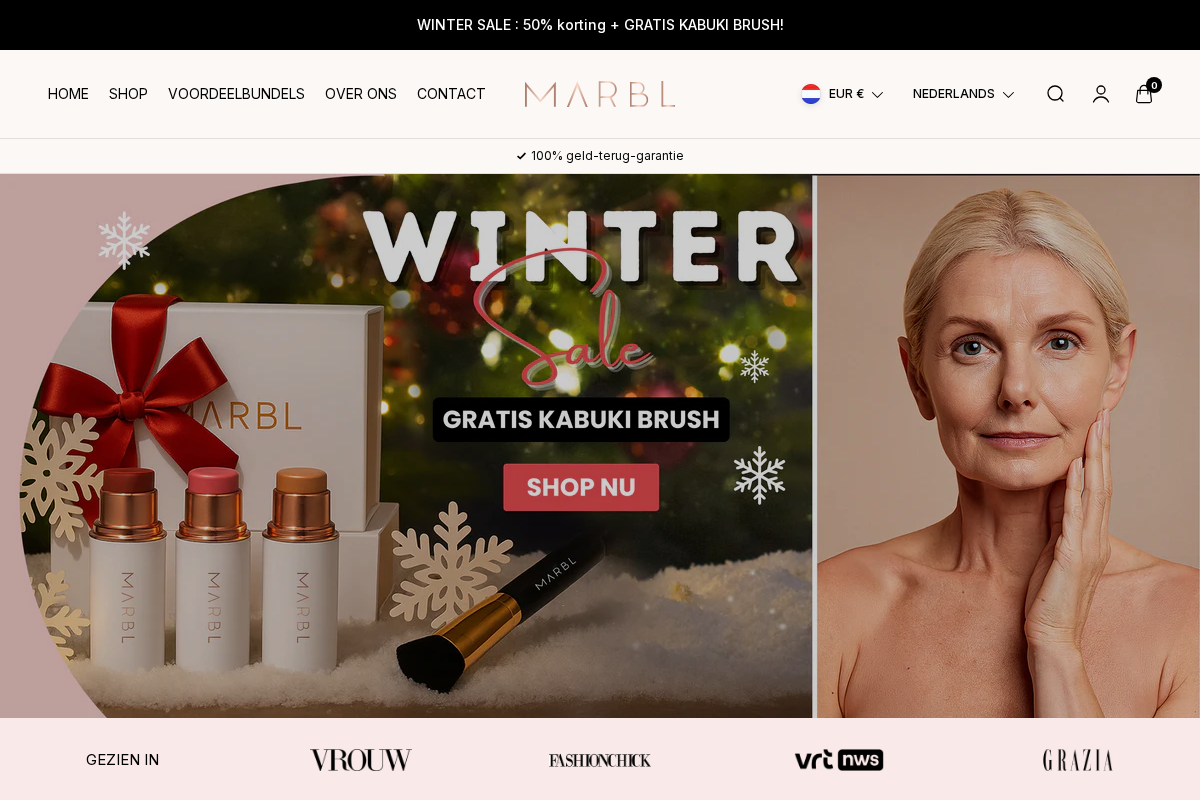 Marbl. Cosmetics homepage screenshot
