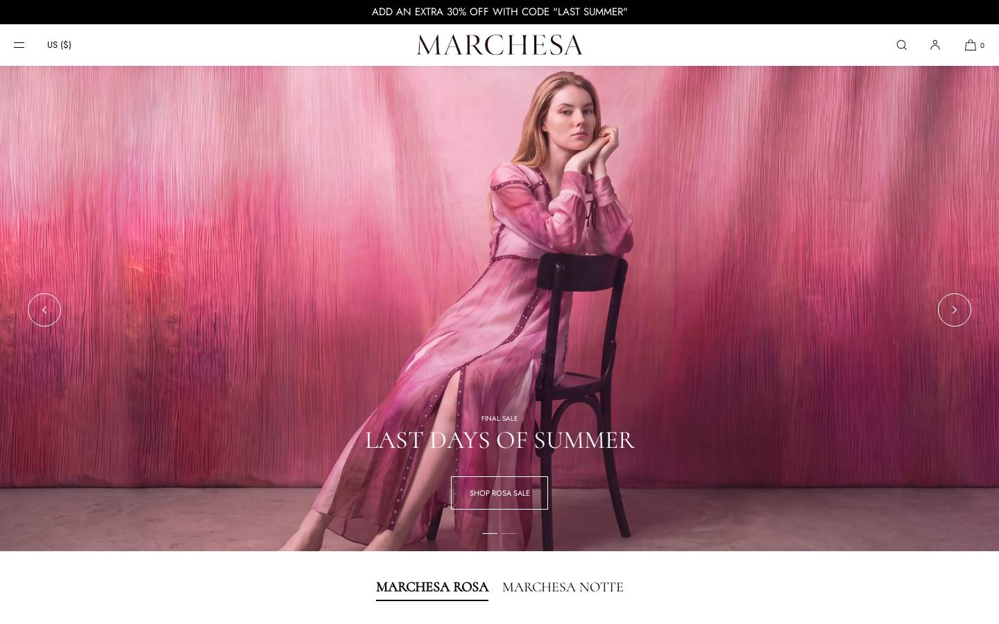 Marchesa homepage screenshot