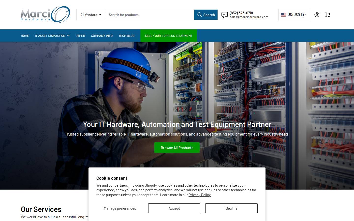 marcinetworkhardware.com homepage screenshot