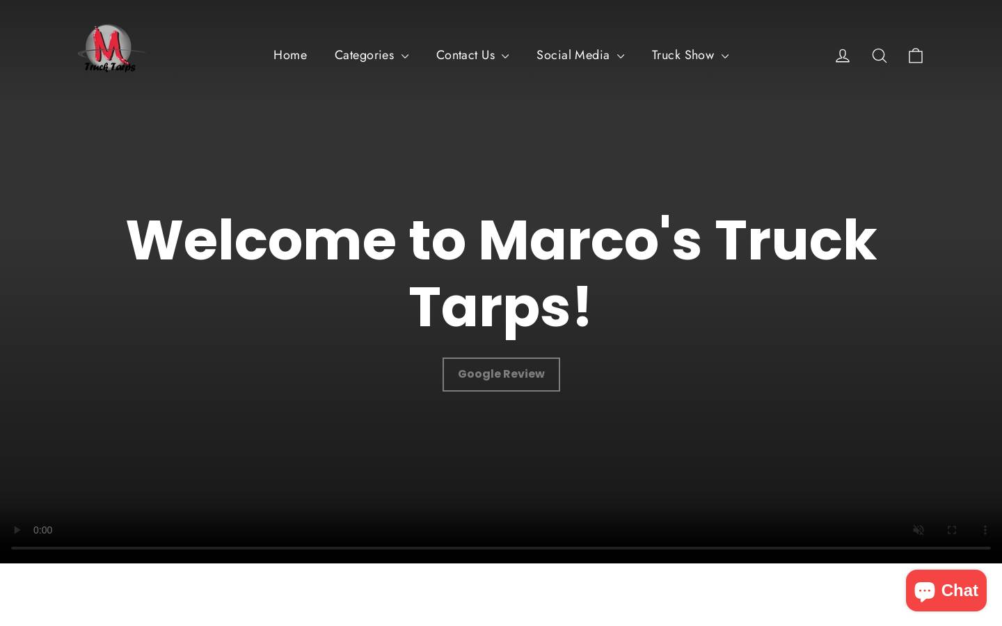 marcostrucktarps.com homepage screenshot