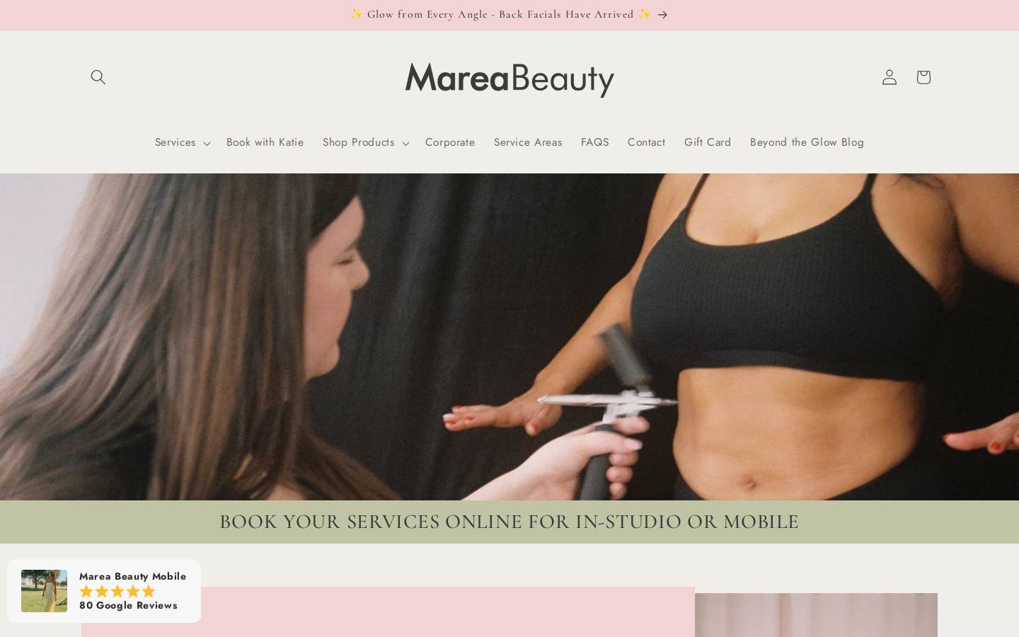mareabeauty.com homepage screenshot