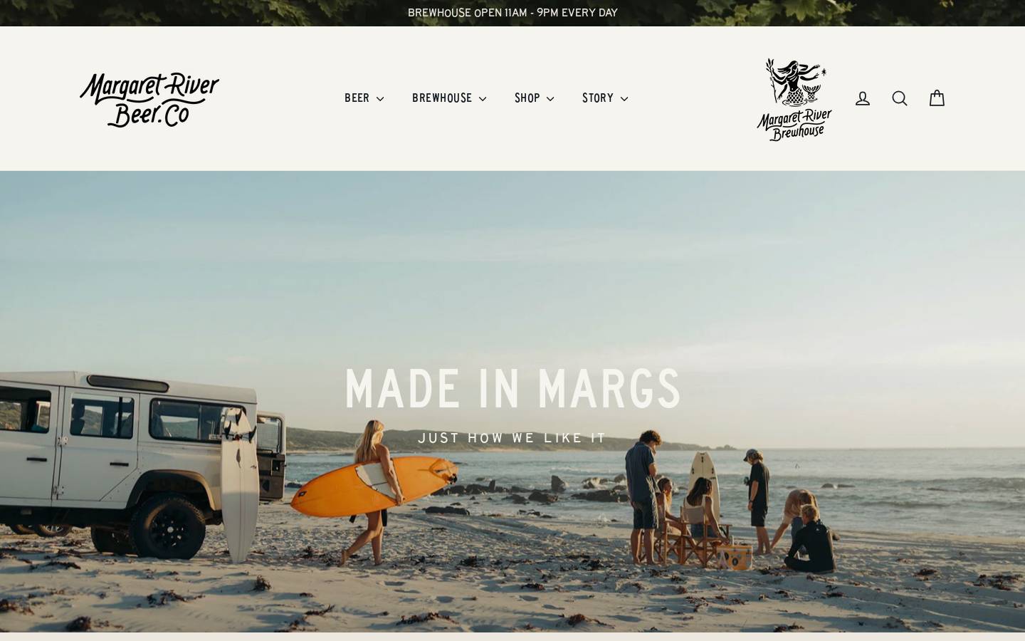 margaretriverbeer.co homepage screenshot