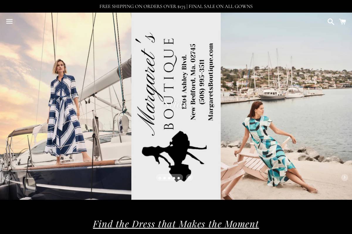 margaretsboutique.com homepage screenshot