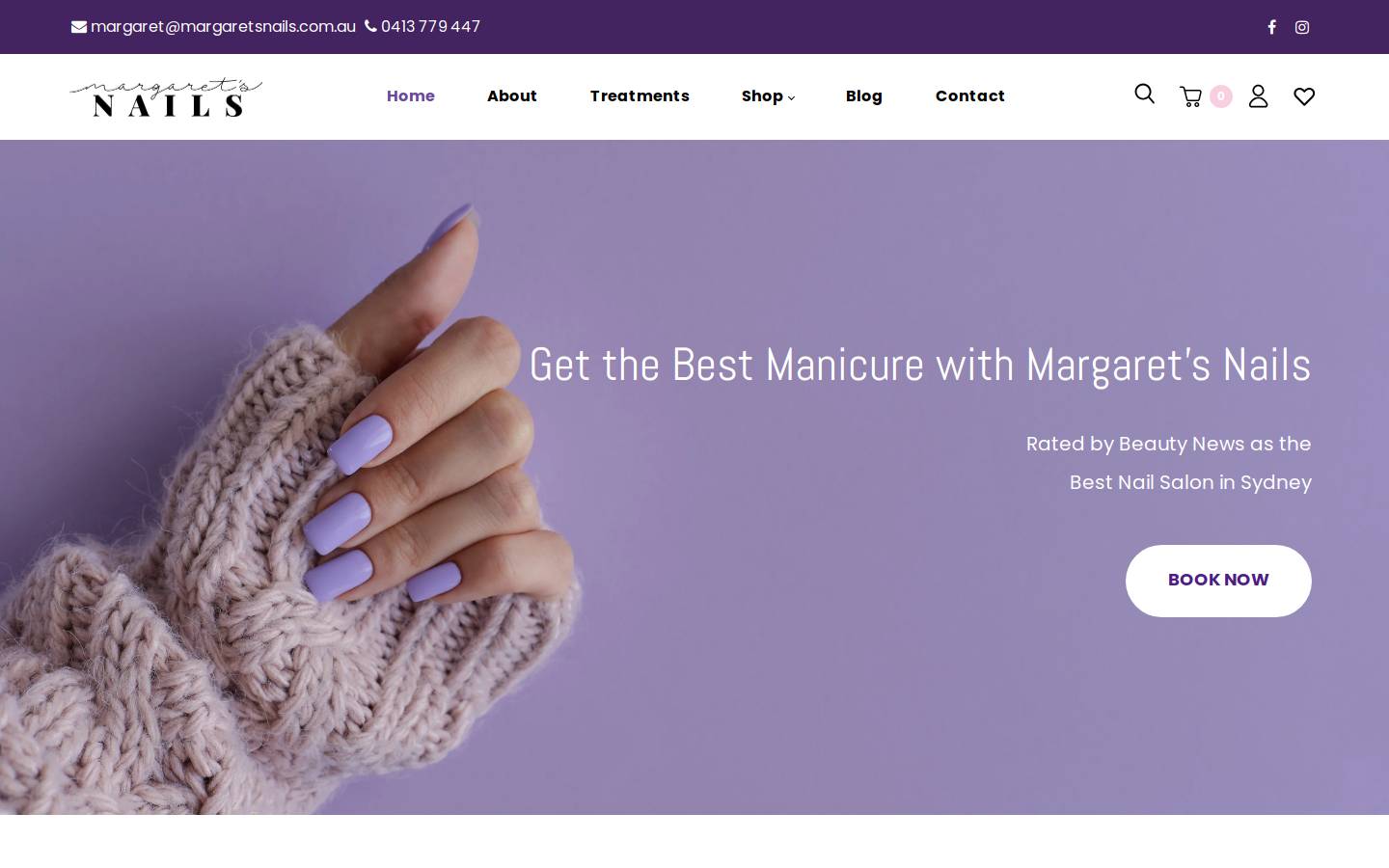 margaretsnails.com.au homepage screenshot