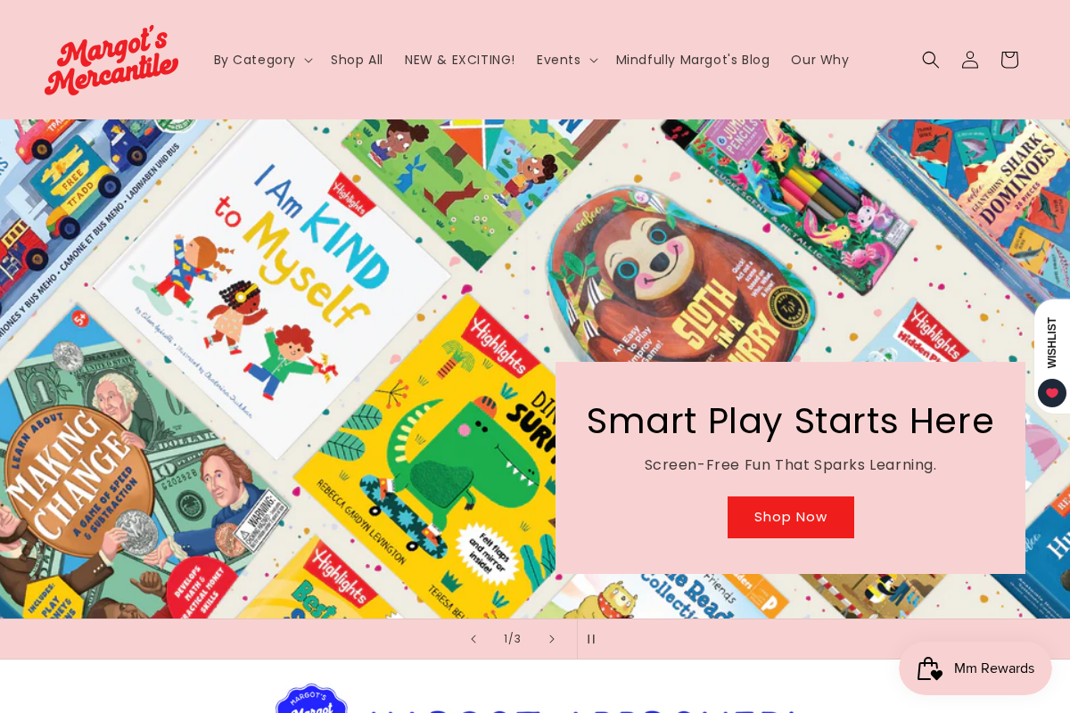 Margot's Mercantile homepage screenshot