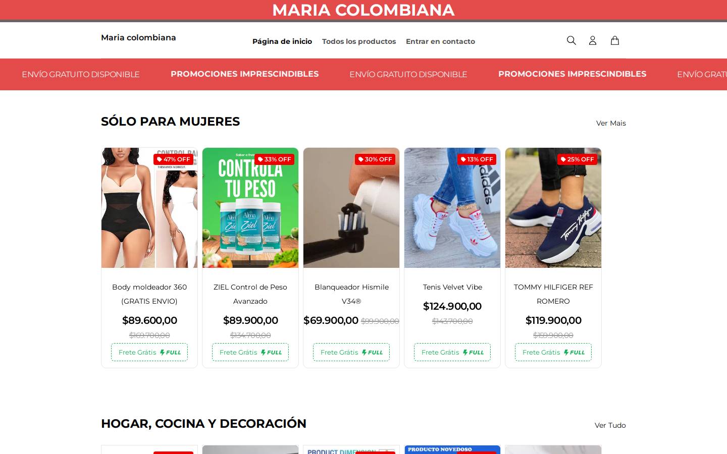 mariacolombiana.com homepage screenshot