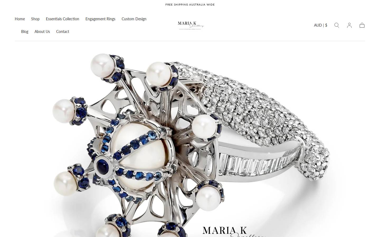 mariakjewellery.com homepage screenshot