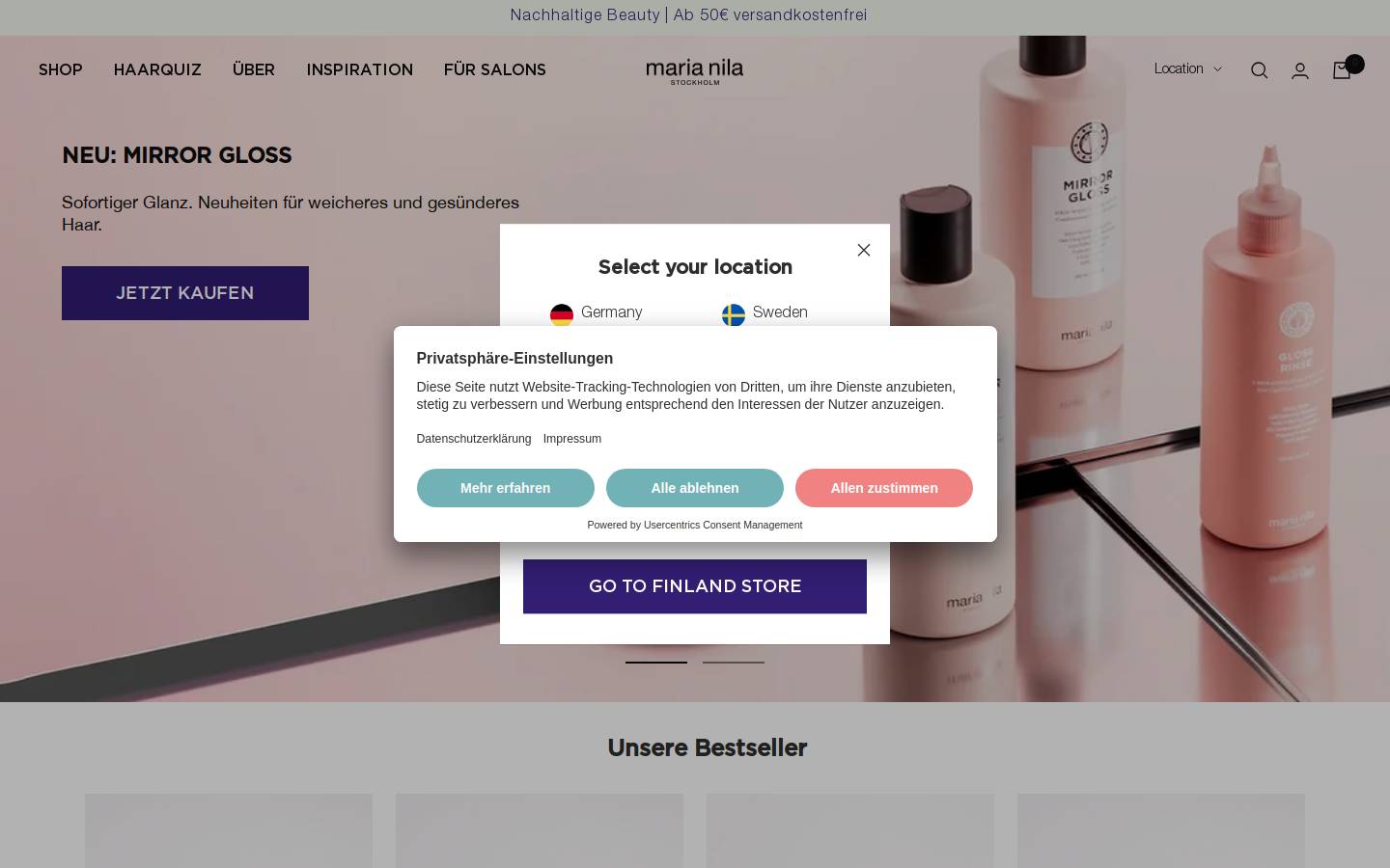 Maria Nila homepage screenshot
