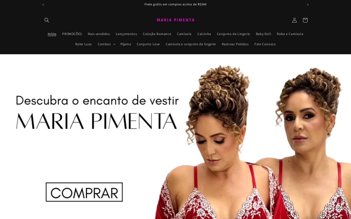 mariapimentamodaintima.com.br homepage screenshot
