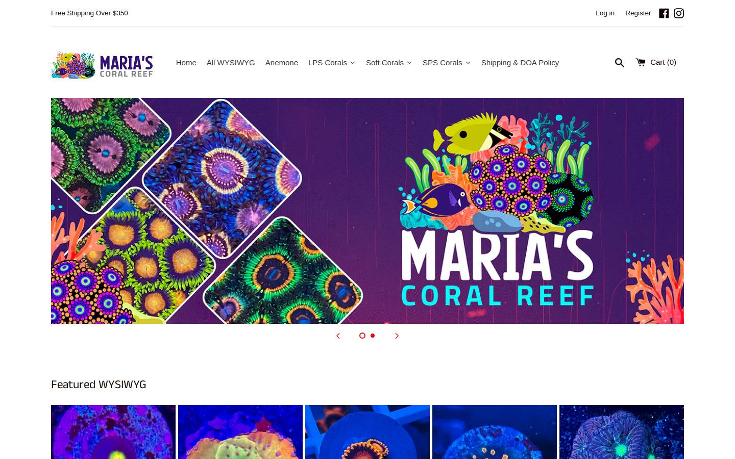 mariascoralreef.com homepage screenshot