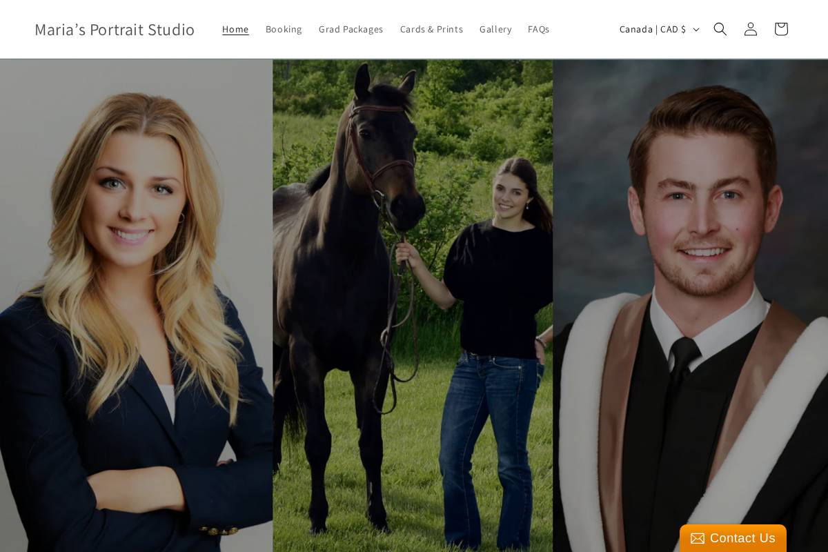 mariasportraitstudio.com homepage screenshot