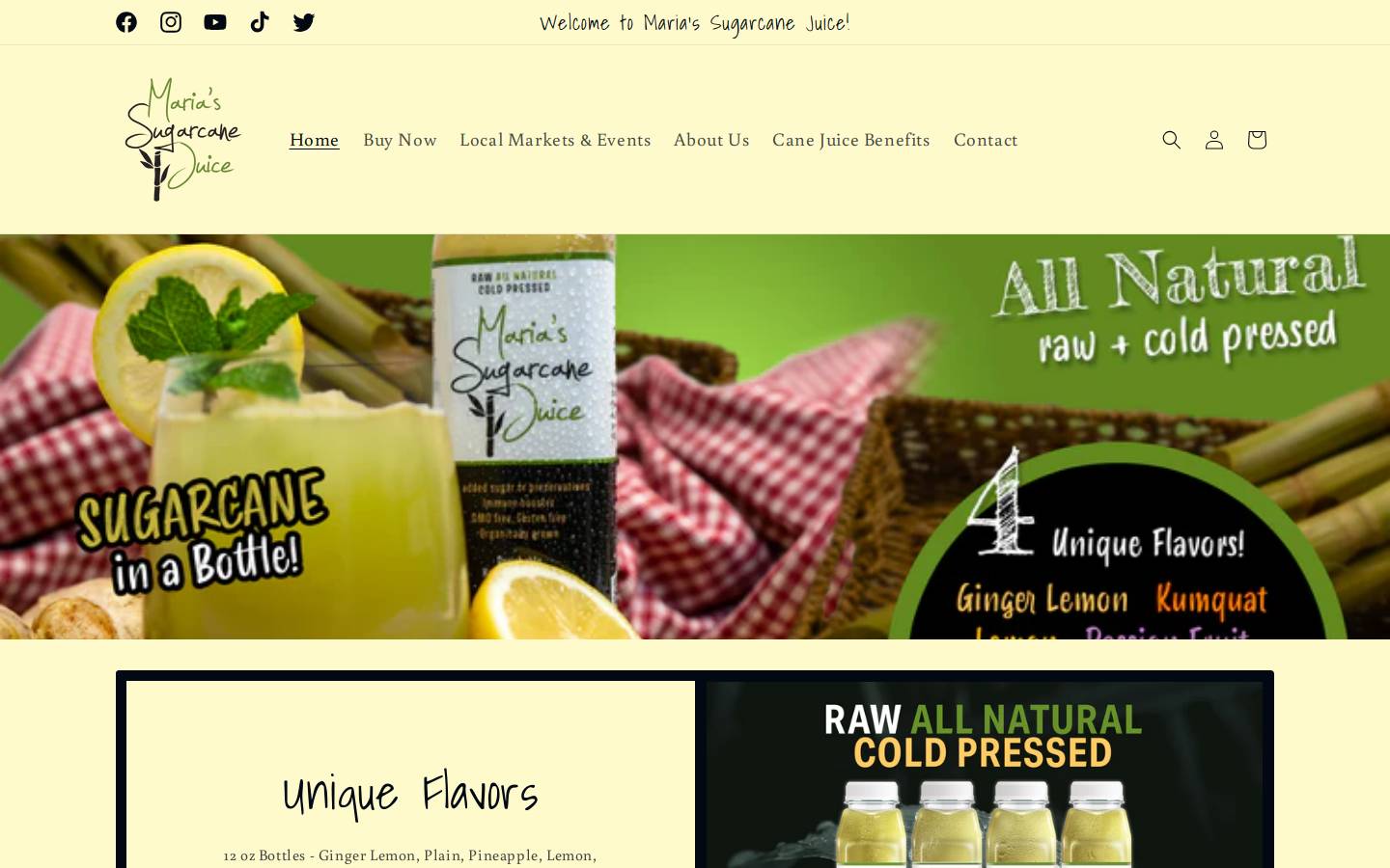 mariasugarcane.com homepage screenshot