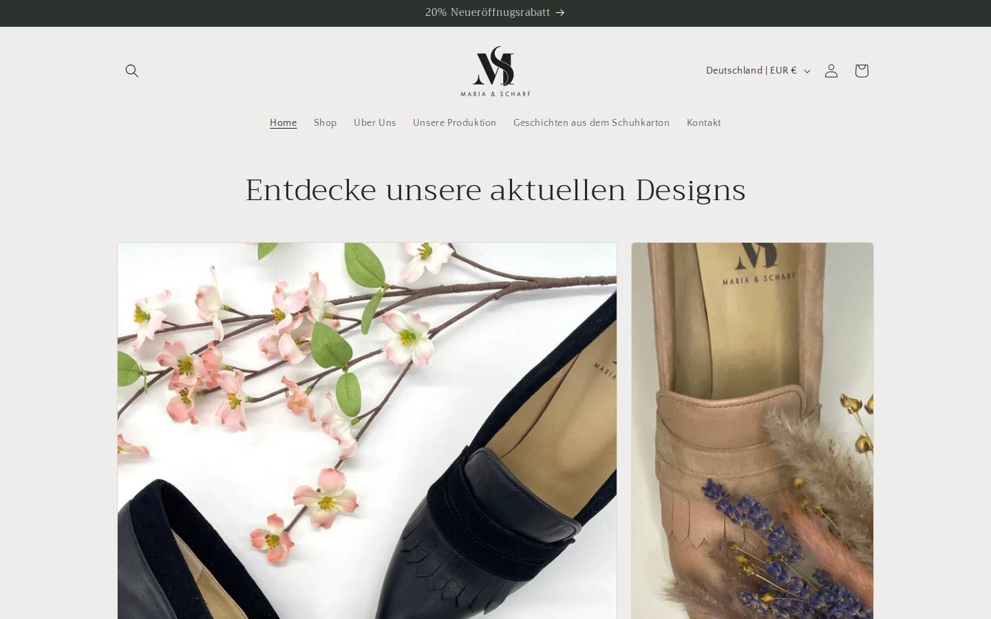 Mariaundscharf homepage screenshot
