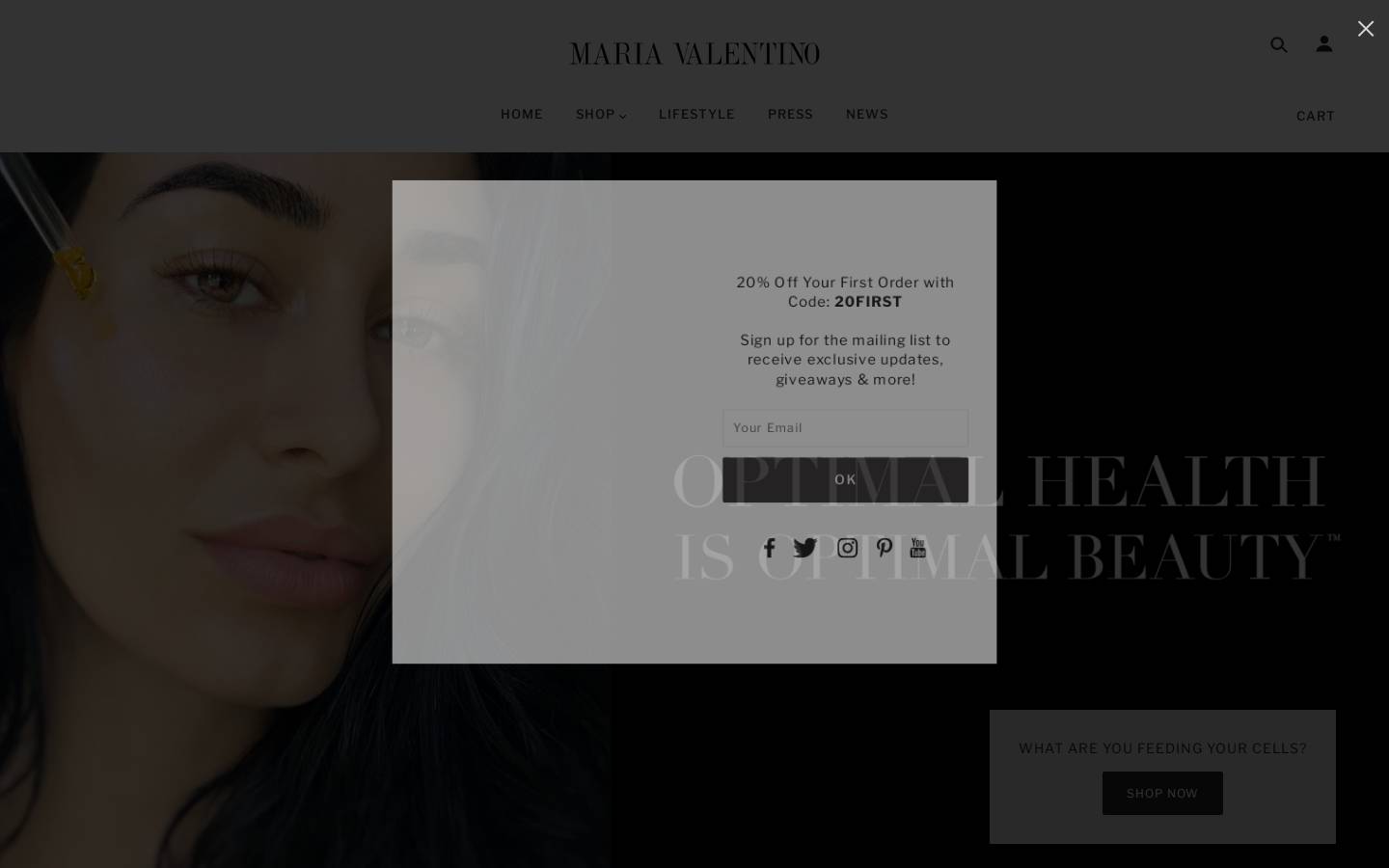 mariavalentino.com homepage screenshot