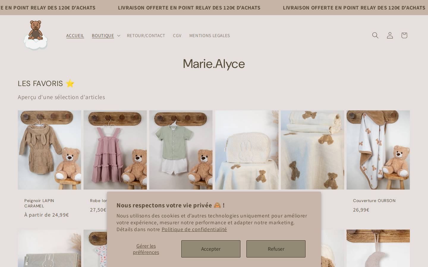mariealyce.fr homepage screenshot