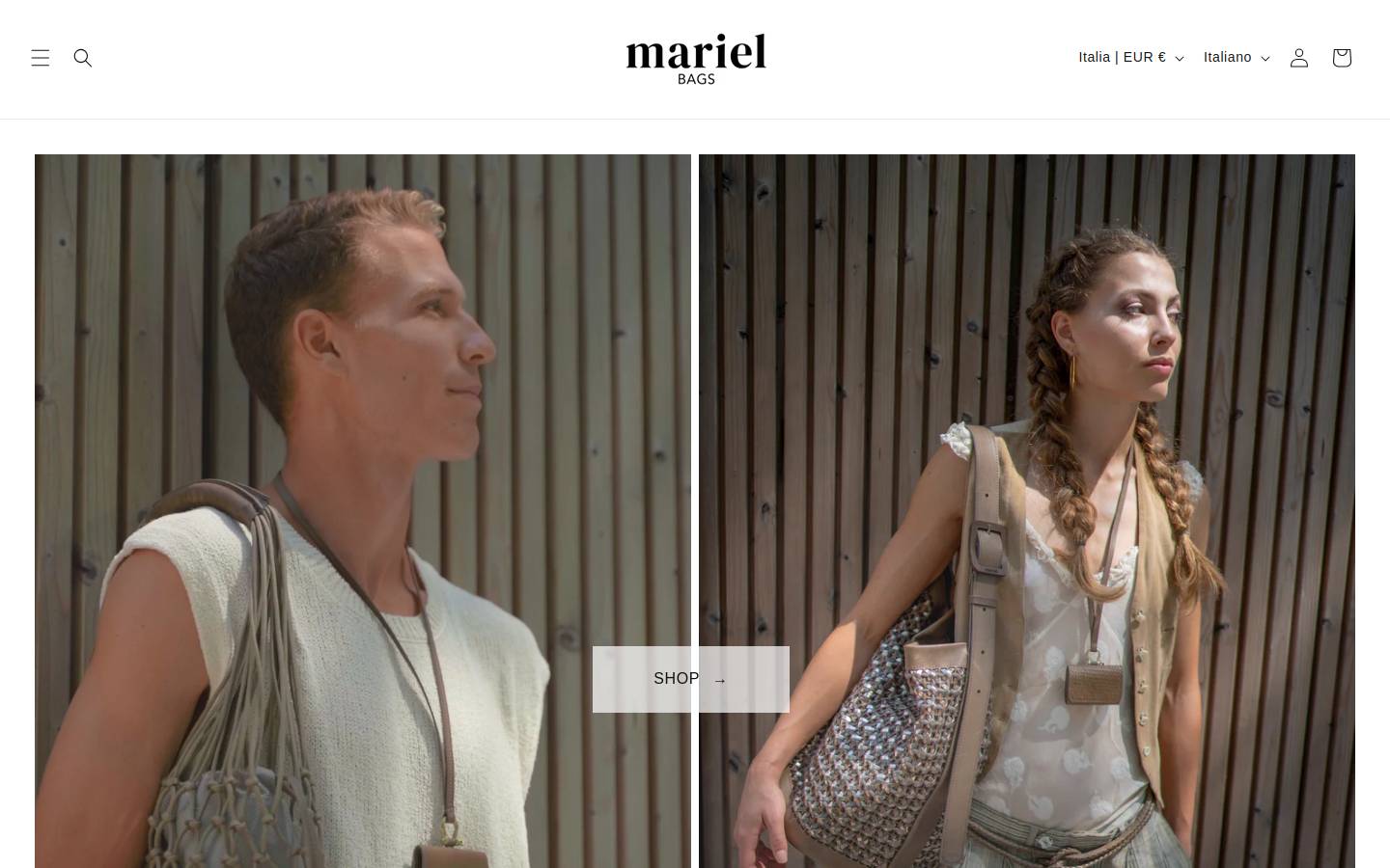 Mariel Bags homepage screenshot