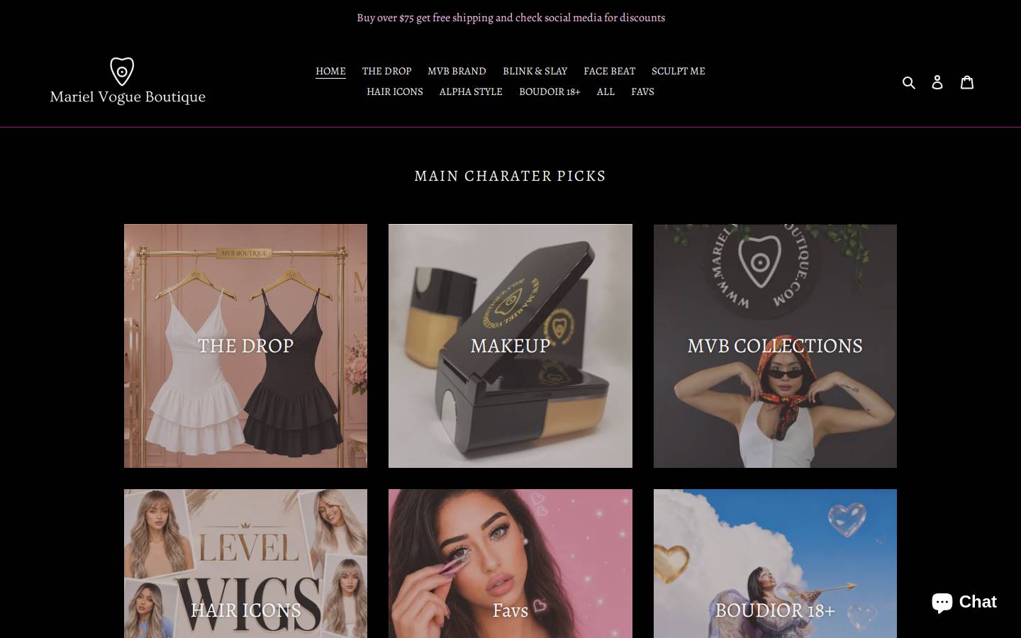 marielvogueboutique.com homepage screenshot