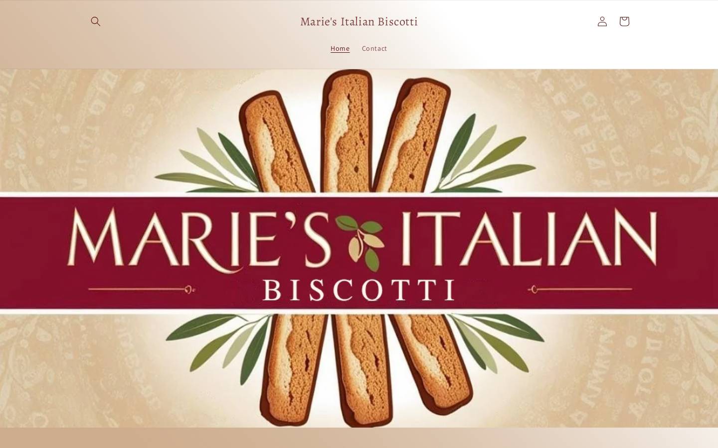 mariesitalianbiscotti.com homepage screenshot
