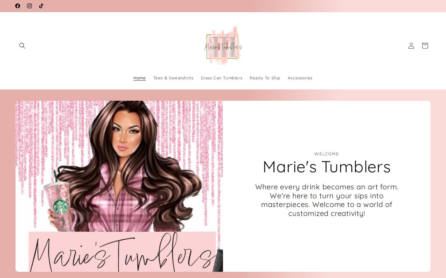 mariestumblers.com homepage screenshot