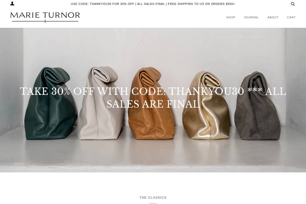 marieturnor.com homepage screenshot