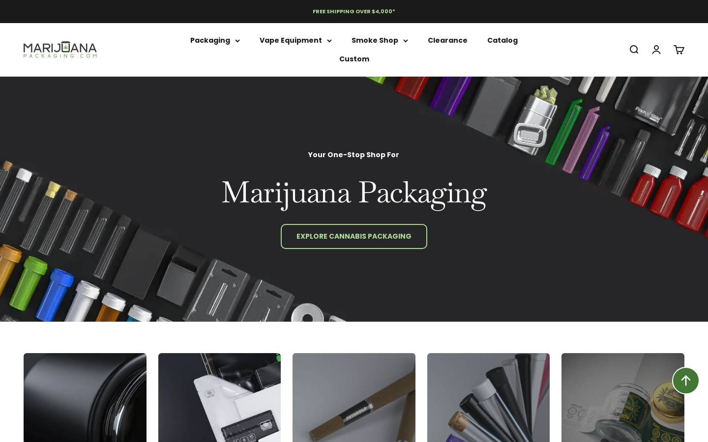 Marijuana Packaging homepage screenshot