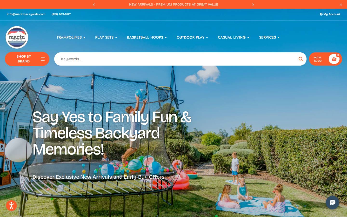 marinbackyards.com homepage screenshot