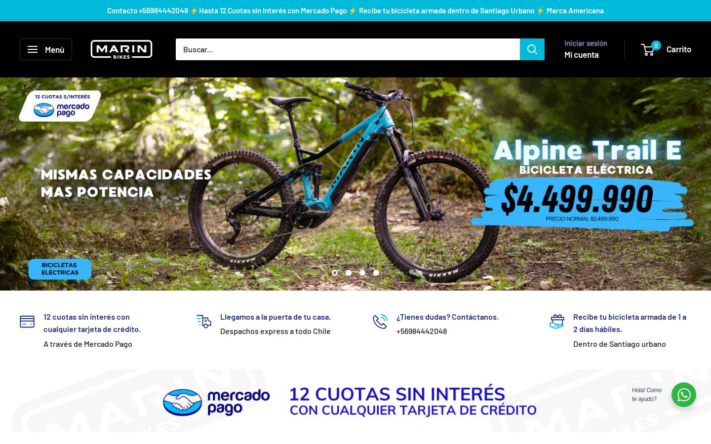 Marin Bikes homepage screenshot
