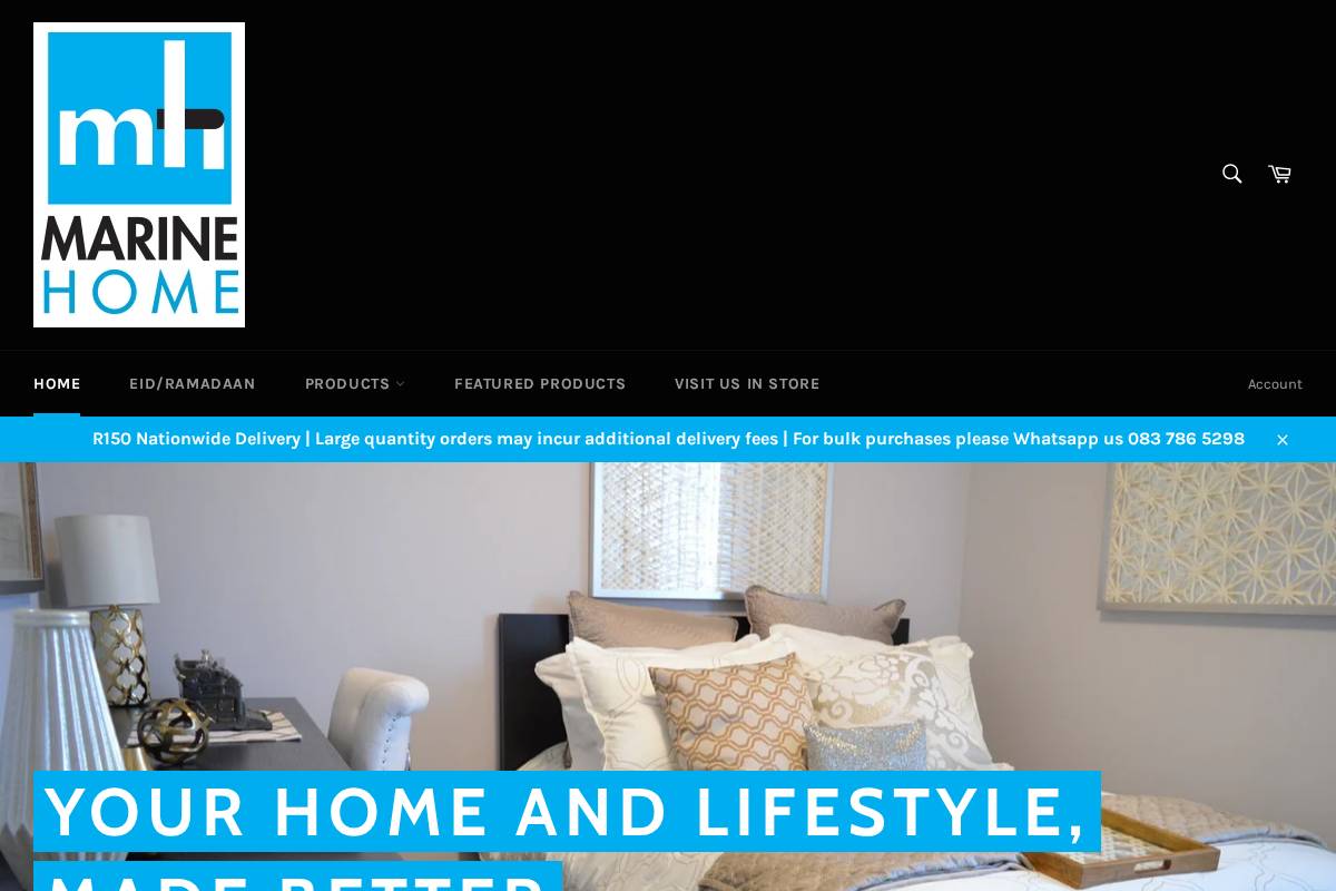 marinehome.co.za homepage screenshot