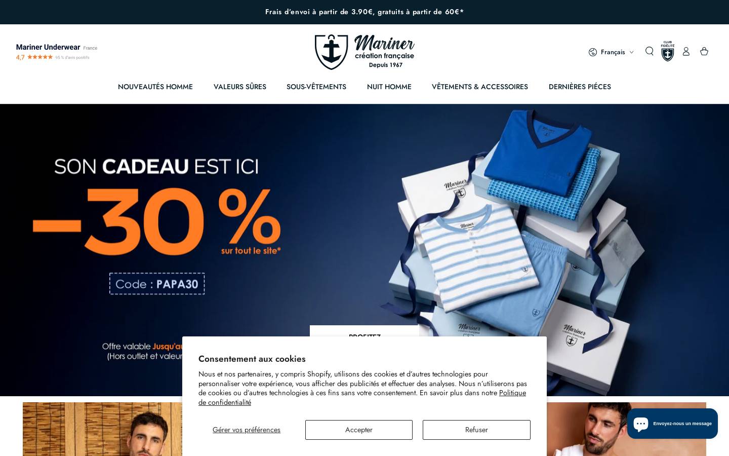 Marinerunderwear homepage screenshot