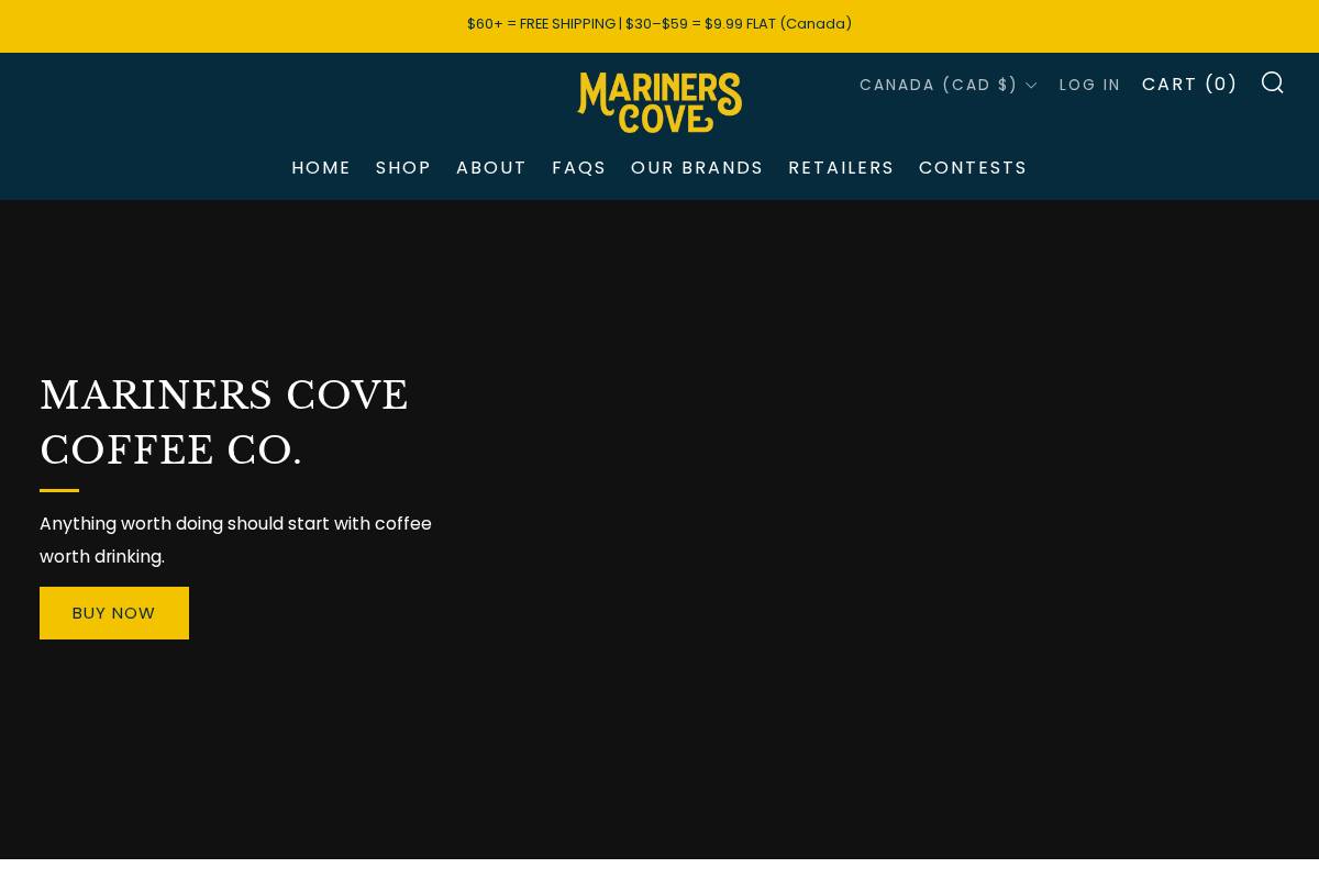 marinerscoffee.ca homepage screenshot
