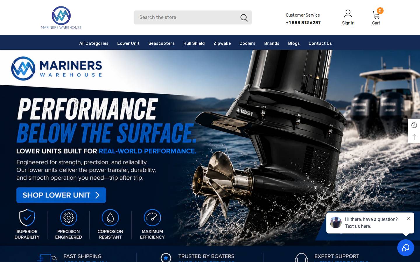 marinerswarehouse.com homepage screenshot