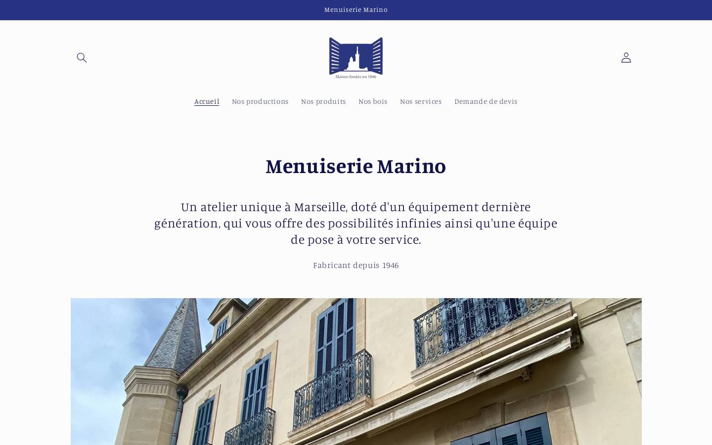 marinomenuiserie.com homepage screenshot