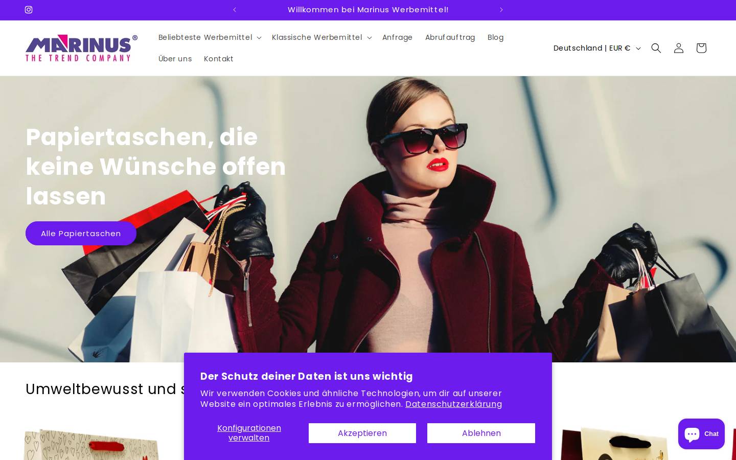 Marinus homepage screenshot