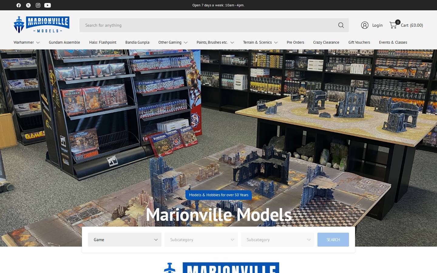 Marionville Models homepage screenshot