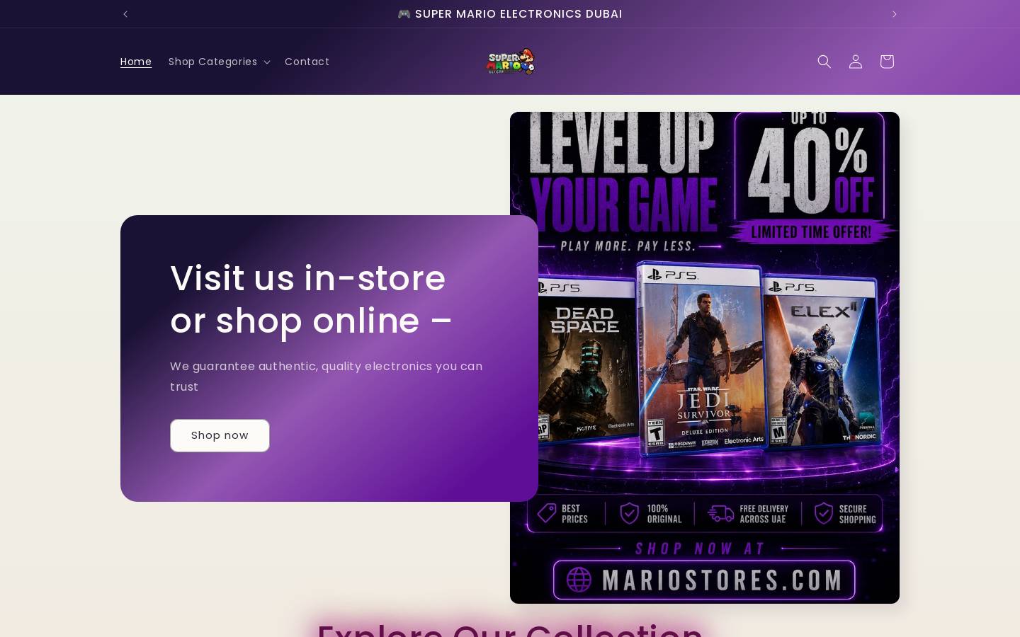 mariostores.com homepage screenshot