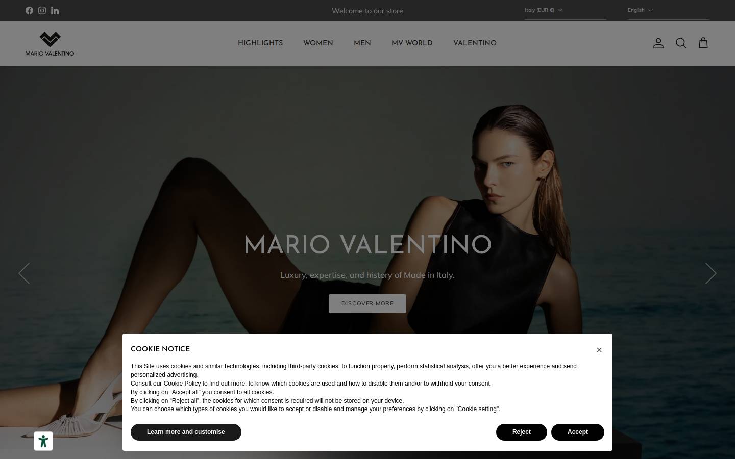 mariovalentino.com homepage screenshot