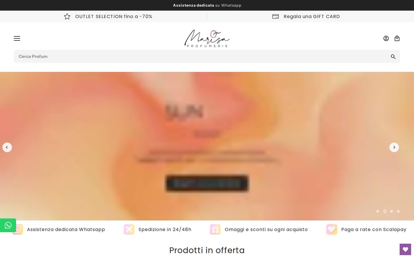 Marisaprofumerie homepage screenshot