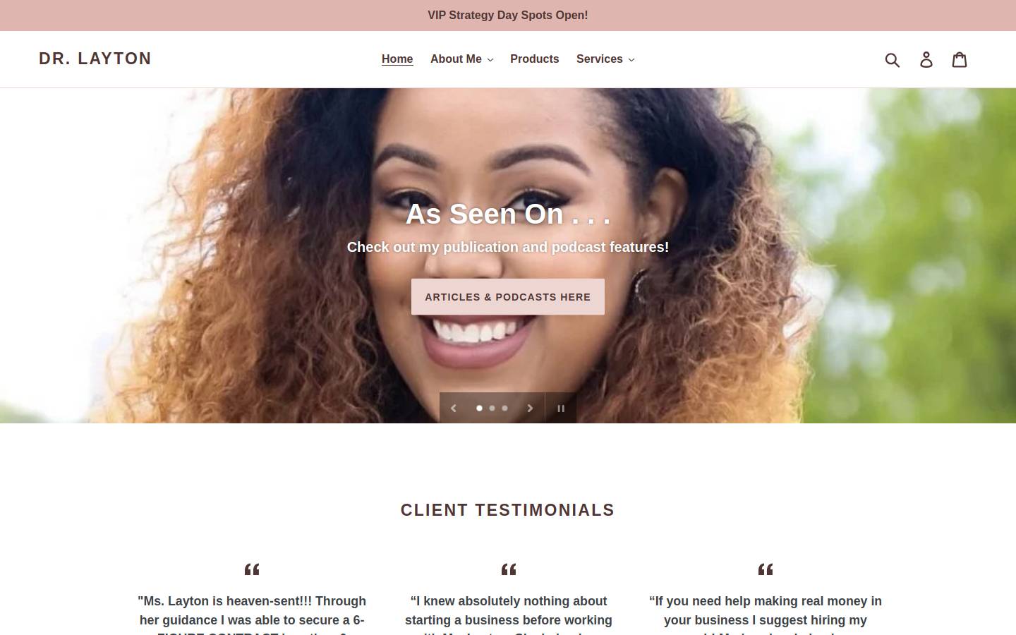 marissalayton.com homepage screenshot