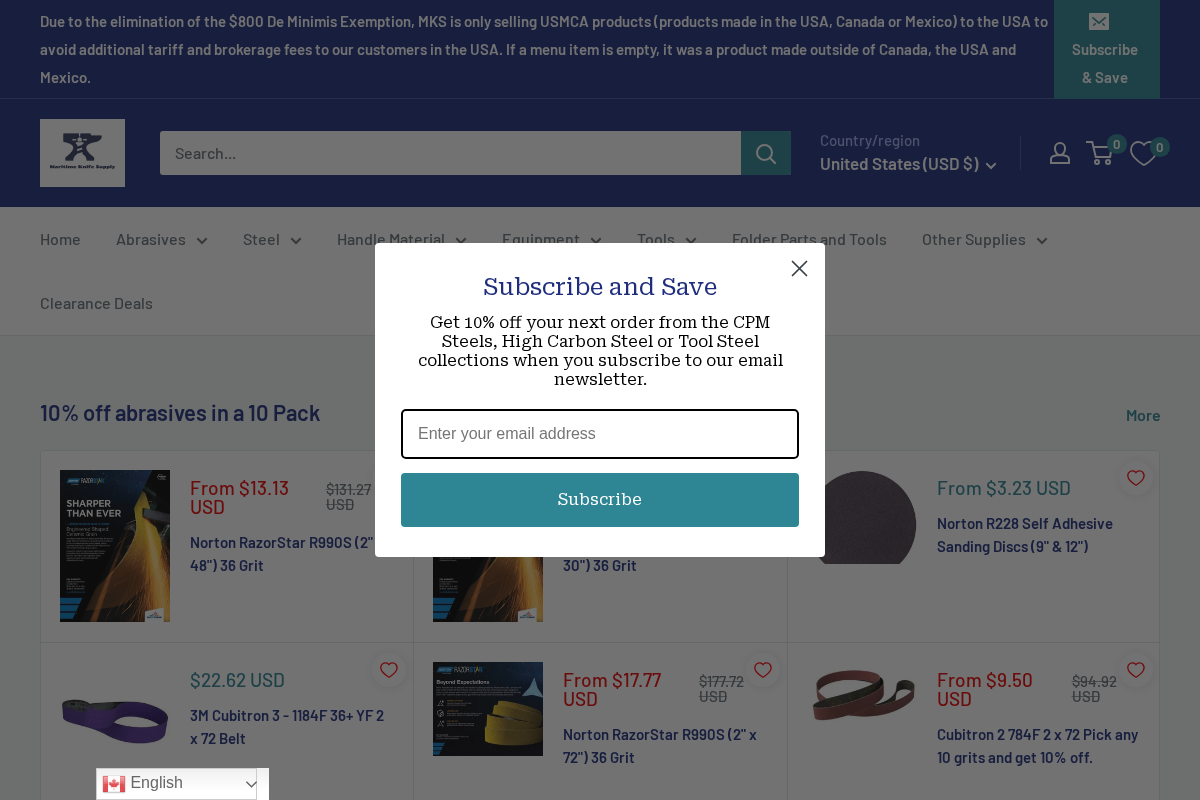 Maritime Knife Supply homepage screenshot